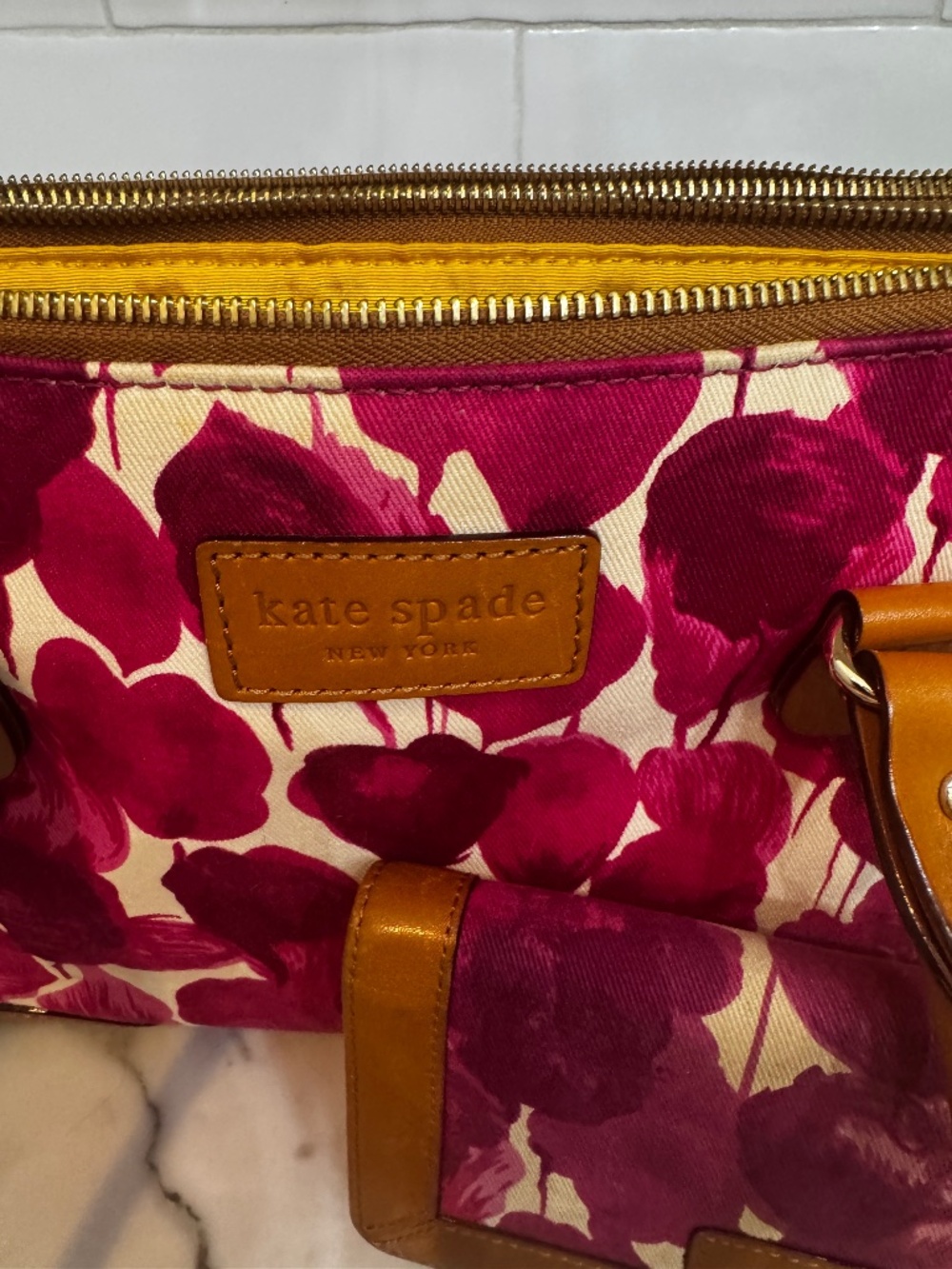 Kate Spade Floral Canvas and Leather Purse with Matching Wallet